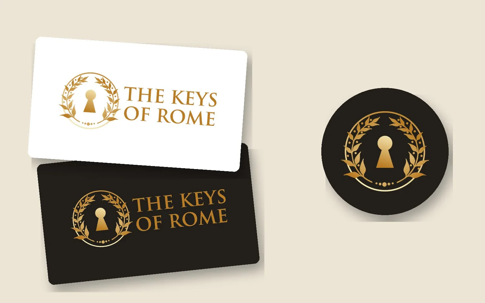 Logo The Keys of Rome su biglietto da visita e profilo social